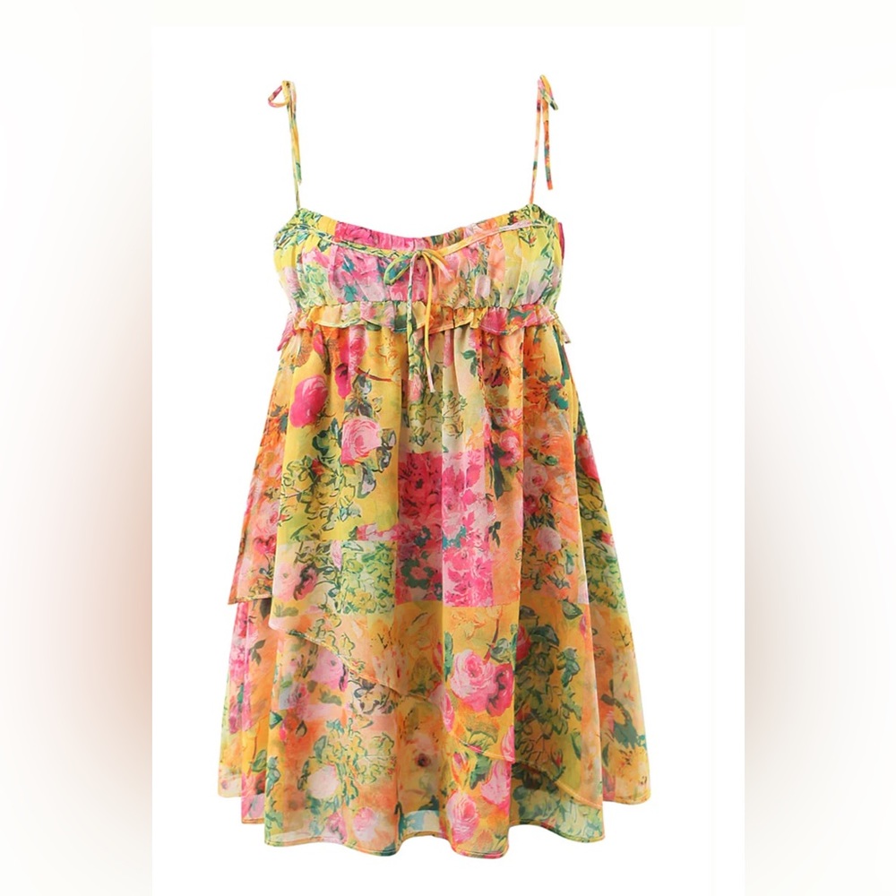 Floral Print Mini Dress - Size Small